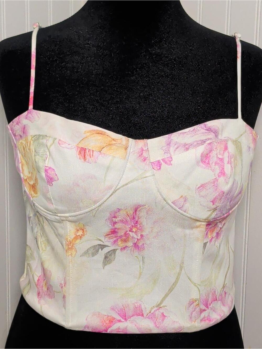 Antonio Melani Floral Bustier Crop Top Size 10